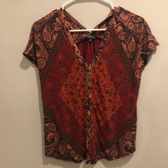 Lucky brand floral blouse top red